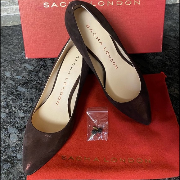 NIB Sacha London Brown Metallic Pumps Size 7 - Picture 2 of 5